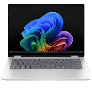 PC portable convertible HP OmniBook X Flip NG AI x360 référence BF7T2EA écran tactile 2K 14 pouces processeur Ultra 7-256V avec 16GB RAM et 1TB SSD Glacier Silver HP BF7T2EA Maroc.