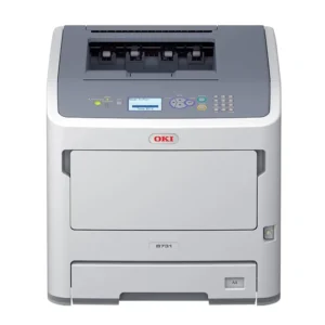 Imprimante OKI B721dn monochrome LED grise professionnelle avec grand écran de contrôle, bac papier haute capacité et technologie d'impression recto-verso