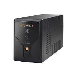 Onduleur Infosec X1 EX 500VA noir compact avec prises protégées et bouton de commande en façade pour protection PC et box internet