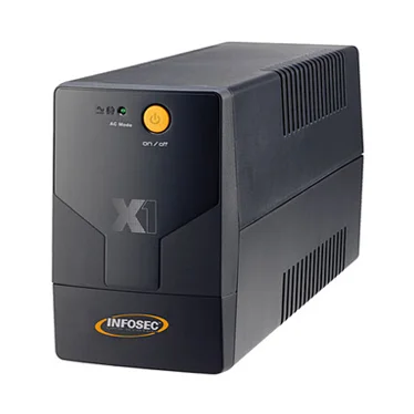 Onduleur Infosec 700VA X1 EX noir avec voyants LED et prises de secours pour protection de matériel informatique et box internet