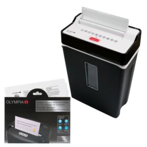 Destructeur de documents à coupe croisée Olympia PS54CC noir avec grande corbeille de 14 litres et fente d'insertion pour papier et cartes bancaires