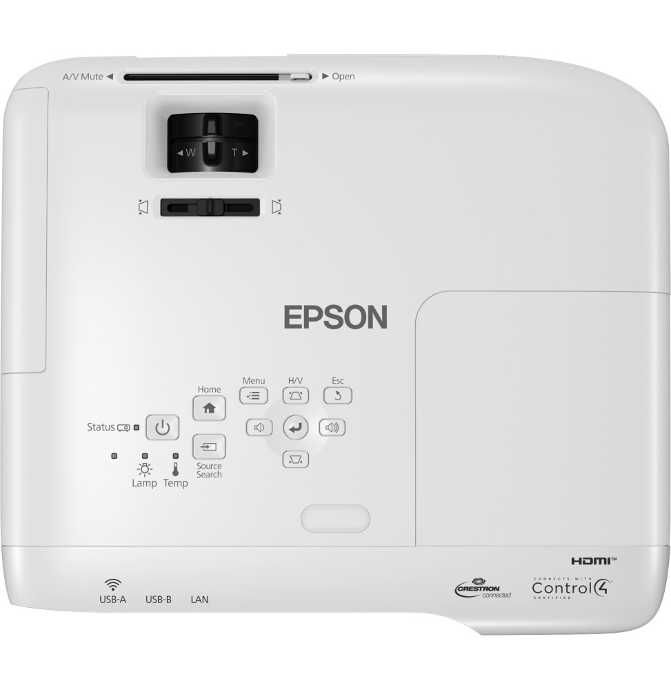 Vidéoprojecteur professionnel Full HD Epson EB-994F blanc avec luminosité 4100 lumens, technologie 3LCD et Wi-Fi intégré pour grandes salles