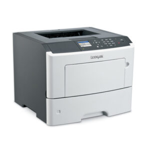 Imprimante Lexmark MS610dn laser monochrome professionnelle noire et grise avec écran LCD couleur, bac papier haute capacité et port réseau Ethernet