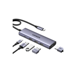 Station USB-C Ugreen Maroc 5 en 1 avec port HDMI 4K, ports USB 3.0 et charge PD 100W référence 15596.
