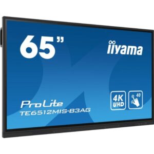 Écran interactif IIYAMA ProLite 65 pouces 4K UHD noir avec surface tactile 20 points, dalle anti-reflet et stylets de précision