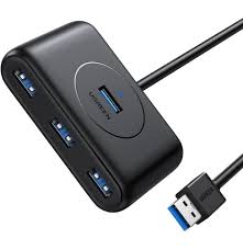 HUB USB 3.0 Ugreen noir avec 4 ports haute vitesse et câble long de 1 mètre référence 20291 pour PC et ordinateurs portables.