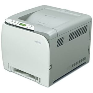 Imprimante Ricoh SP C240DN laser couleur compacte avec bac papier frontal, panneau de commande LED et technologie d'impression recto-verso automatique