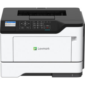 Imprimante Lexmark MS321dn laser monochrome grise compacte avec écran LCD, bac papier frontal et technologie d'impression recto-verso automatique pour réseau