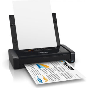 Imprimante jet d'encre mobile ultra-compacte Epson WorkForce WF-100W noire avec batterie intégrée et écran LCD