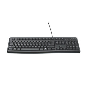 Clavier filaire Logitech K120 noir disposition QWERTY US International avec touches silencieuses et connexion USB référence 920-002508.