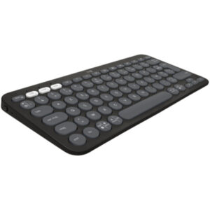 Clavier sans fil Logitech Pebble Keys 2 K380s coloris Tonal Graphite avec connexion Bluetooth, touches rondes et design compact référence 920-011803.