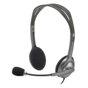 Micro-casque stéréo H111 de Logitech avec microphone rotatif anti-parasite, prise jack 3,5 mm et bandeau réglable pour appels et musique référence 5099206057340A.