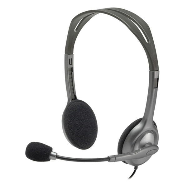 Micro-casque stéréo H111 de Logitech avec microphone rotatif anti-parasite, prise jack 3,5 mm et bandeau réglable pour appels et musique référence 5099206057340A.