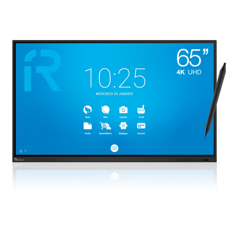 Écran interactif SpeechiTouch 65 pouces 4K avec technologie Superglass, cadre infrarouge haute précision et système Android 11