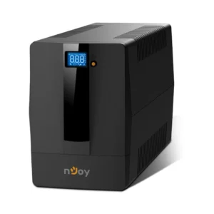 Onduleur nJoy Horus Plus 1000 noir format tour avec écran tactile LCD bleu, 4 prises françaises et port USB pour protection PC