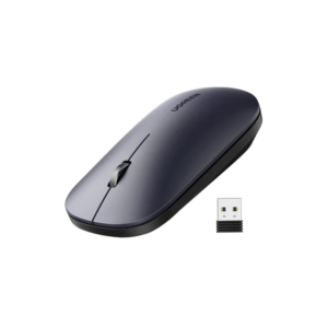 Souris optique Ugreen Maroc gris noir 2,4 GHz portée 10 mètres avec clics silencieux et design ergonomique référence 90372.