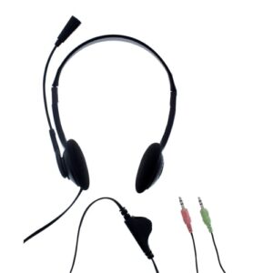 Casque Micro Filaire Maroc série CSMFIRST de marque T'nB noir avec double connectique Jack 3.5mm pour PC et ordinateurs portables.