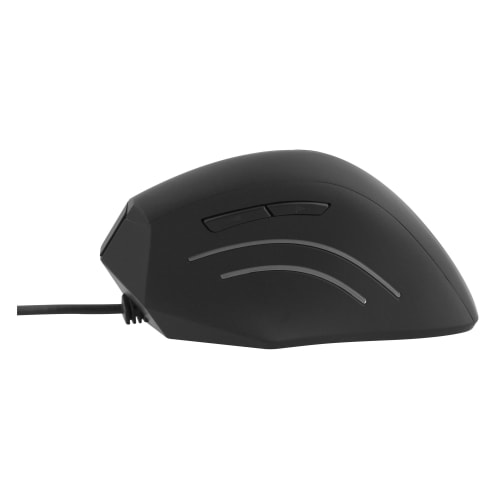 Souris Ergonomique Maroc série MUERGOV de marque T'nB modèle vertical filaire noir avec capteur optique haute précision, 6 boutons et design préventif contre le canal carpien.