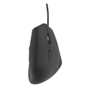 Souris Ergonomique Maroc série MUERGOV de marque T'nB modèle vertical filaire noir avec capteur optique haute précision, 6 boutons et design préventif contre le canal carpien.