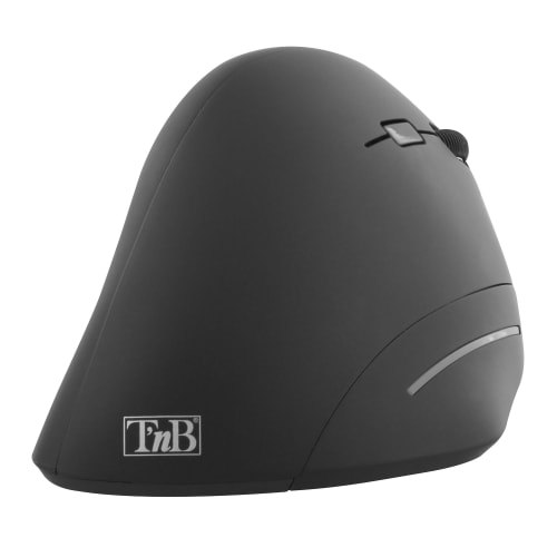Souris Ergonomique Maroc série MUERGOV de marque T'nB modèle vertical filaire noir avec capteur optique haute précision, 6 boutons et design préventif contre le canal carpien.