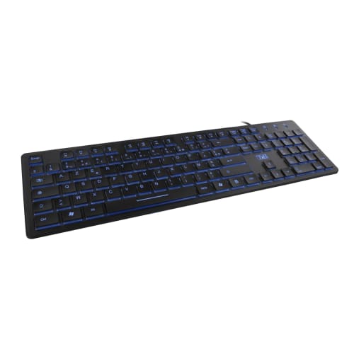 Clavier Rétroéclairé Maroc série KBLIGHT1 de marque T'nB modèle E-LUMINOUS avec éclairage LED multicolore, connexion USB filaire et touches silencieuses.