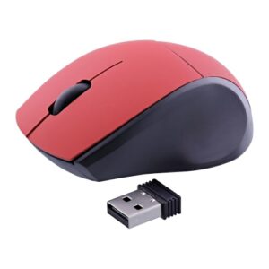 Souris Sans Fil Maroc série MM240RD de marque T'nB modèle MINY rouge éclatant, format ultra-compact avec capteur optique 1000 DPI et récepteur nano USB.