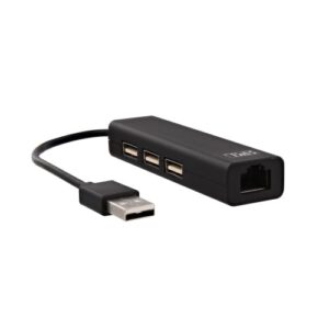 Hub USB Ethernet Maroc série HUB3RJ45 de marque T'nB avec 3 ports USB-A et connecteur RJ45 Gigabit pour une connexion internet filaire stable.