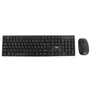 Combo Clavier Souris Maroc série KBSCBK2 de marque T'nB modèle CLASSY noir sans fil avec récepteur USB unique et design ergonomique ultra-plat.