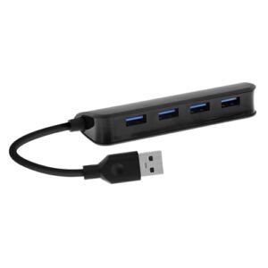 Hub USB 3.0 Maroc série HUB4USB3V2 de marque T'nB avec 4 ports USB-A haute vitesse pour connexion simultanée de périphériques et transferts rapides.
