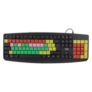 Clavier Enfant Maroc série KBKID2 de marque T'nB modèle KID avec touches colorées pour l'apprentissage, connexion USB filaire et design robuste.