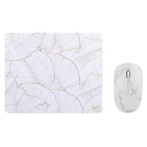 Souris Sans Fil Maroc et tapis assorti série BUMWXGOLD de marque T'nB modèle GOLD EXCLUSIV avec motifs géométriques dorés, capteur optique et récepteur USB.