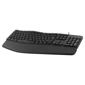 Clavier Ergonomique Maroc série KBERGO de marque T'nB avec design divisé, repose-poignet aimanté amovible et touches à frappe naturelle.