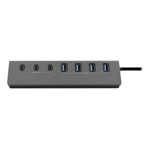 Hub USB 7 Ports Maroc série HUBUSB7ALUC de marque T'nB en aluminium avec 7 sorties USB-A haute vitesse et design compact.