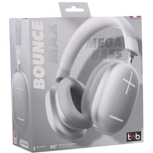 Casque Bluetooth Nomade Maroc série CBBOUNCE2SL de marque T'nB modèle BOUNCE 2 gris avec arceau pliable et technologie sans fil haute performance.