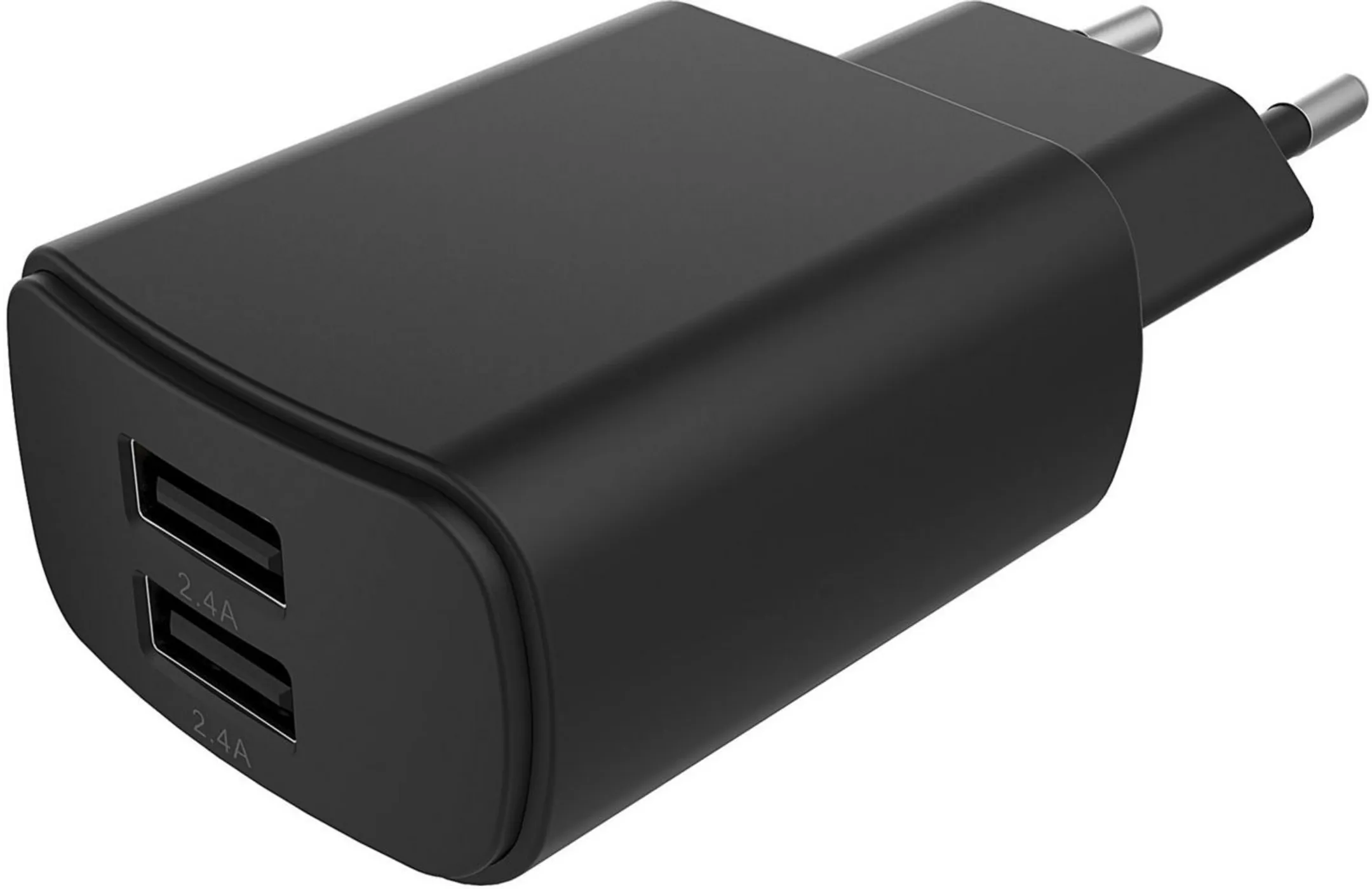 Chargeur Double USB Maroc série CHTABHOME2 de marque T'nB noir avec deux ports USB-A 2,4A pour la recharge simultanée de deux appareils mobiles.