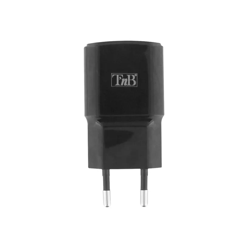 Chargeur Double USB Maroc série CHTABHOME2 de marque T'nB noir avec deux ports USB-A 2,4A pour la recharge simultanée de deux appareils mobiles.