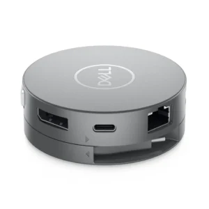 Adaptateur Dell Maroc modèle DA310 USB-C Mobile 7-en-1 avec ports HDMI, DisplayPort, VGA, Ethernet RJ45 et USB-A pour une connectivité complète.
