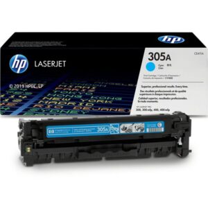 Cartouche de toner HP 305A Cyan (CE411A) originale pour imprimante HP LaserJet Pro 300 et 400 Color au meilleur prix au Maroc.