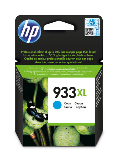 Cartouche d'encre HP 933XL Cyan (CN054AE) haute capacité originale pour imprimantes HP OfficeJet au Maroc. Le consommable couleur haute performance le moins cher chez Devink.