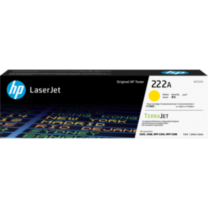 Cartouche de toner jaune HP 222A (W2222A) originale pour imprimante HP Color LaserJet Pro série 3202 et MFP 3302 au Maroc. Toner LaserJet au prix le moins cher chez Devink.