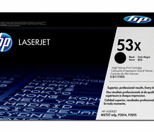 Cartouche de toner haute capacité HP 53X Noir (Q7553X) originale pour imprimante HP LaserJet P2015, M2727 MFP et M2727nf au meilleur prix au Maroc.