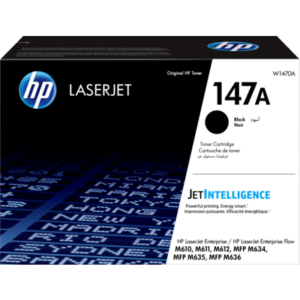 Cartouche de toner HP 147A Noir (W1470A) originale avec technologie JetIntelligence pour imprimante HP LaserJet Enterprise M610, M611, M612 et MFP M634, M635, M636 au meilleur prix au Maroc.