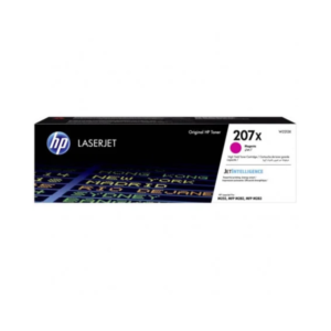 Cartouche de toner haute capacité HP 207X Magenta (W2213X) originale avec technologie JetIntelligence pour imprimantes HP Color LaserJet Pro M255 et MFP M282/M283 au meilleur prix au Maroc.
