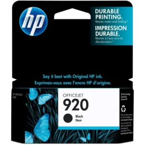 Cartouche d'encre HP 920 Noir (CD971AE) originale pour imprimante HP OfficeJet au Maroc. Consommable HP noir standard au prix le moins cher chez Devink.