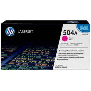 Cartouche de toner magenta HP 504A (CE253A) originale pour imprimante HP Color LaserJet série CP3525 et CM3530 au Maroc. Toner LaserJet au prix le moins cher chez Devink.