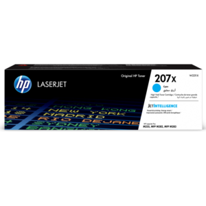 Cartouche de toner HP 207X Cyan (W2211X) originale à haut rendement pour imprimante HP Color LaserJet Pro M255 et MFP M282/M283 au meilleur prix au Maroc.