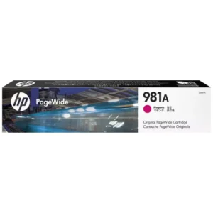 Cartouche PageWide HP 981A Magenta (J3M69A) originale pour imprimantes HP PageWide Enterprise au Maroc. Le consommable couleur haute capacité le moins cher chez Devink.