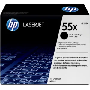 Cartouche de toner HP 55X Noir haute capacité (CE255X) originale pour imprimantes HP LaserJet Enterprise P3015, 500 MFP M525 et M521dn au meilleur prix au Maroc.