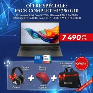 PC Portable HP 250 G10 Intel Core 5 120U 8GB 512GB SSD meilleur prix au Maroc sur Devink.ma