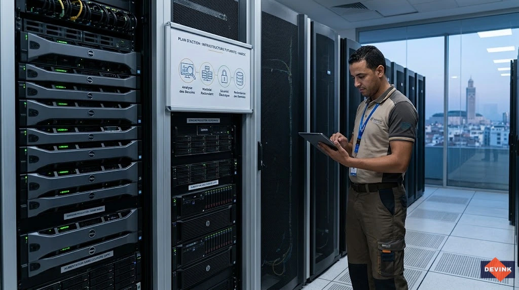 Ingénieur informatique configurant un serveur professionnel au Maroc à Casablanca